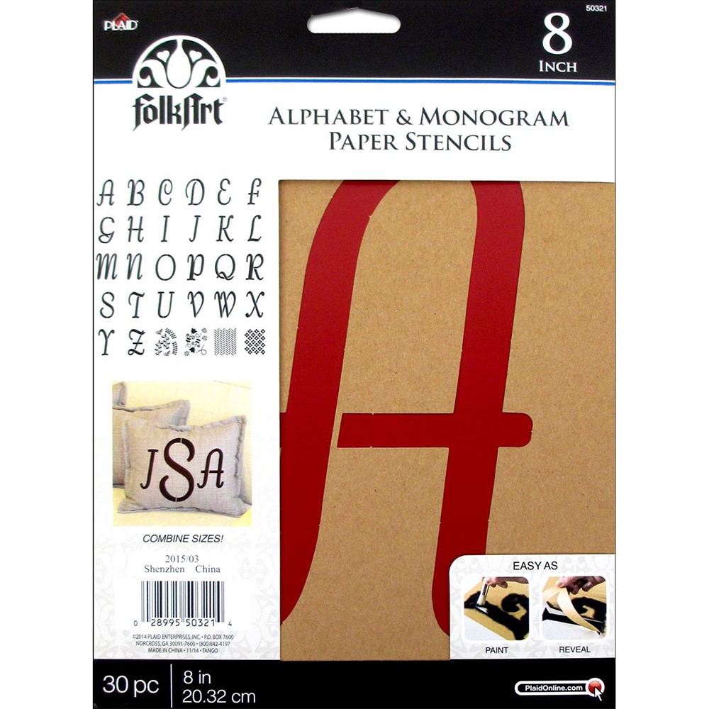 Stencils, Art & School, 8", Plaid, Alphabet, Monogram, Italic, 523676